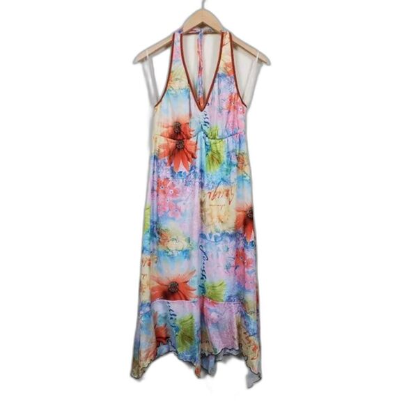JW San Francisco Maternity Floral Halter Dress Womans Size L Multicolor - Picture 1 of 11